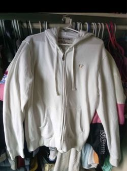 True Religion White Zip-Up Hoodie