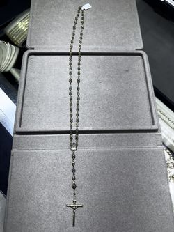 14k Tri Color Rosary 34”long 