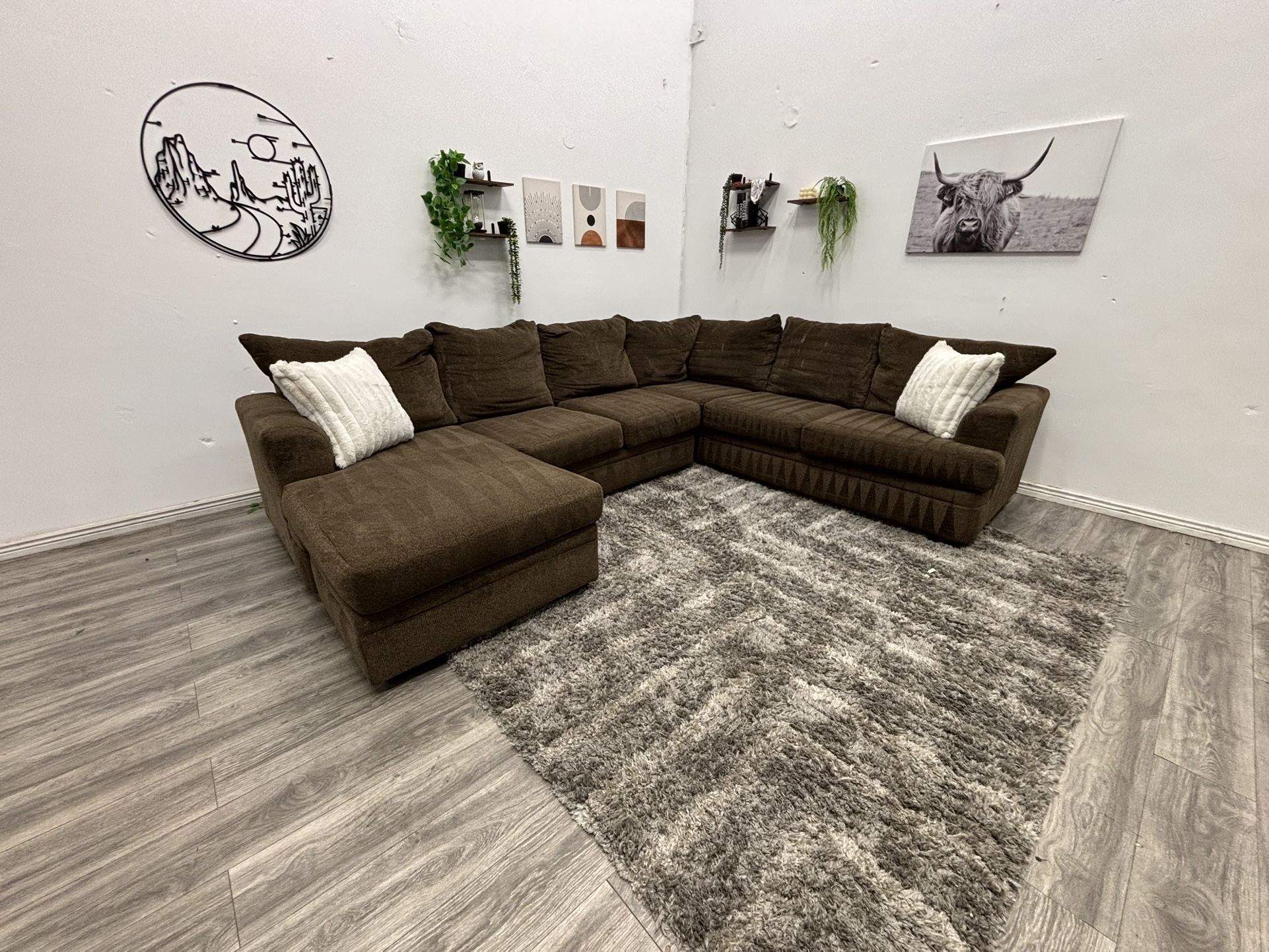 Brown Sectional Couch - Free Delivery 