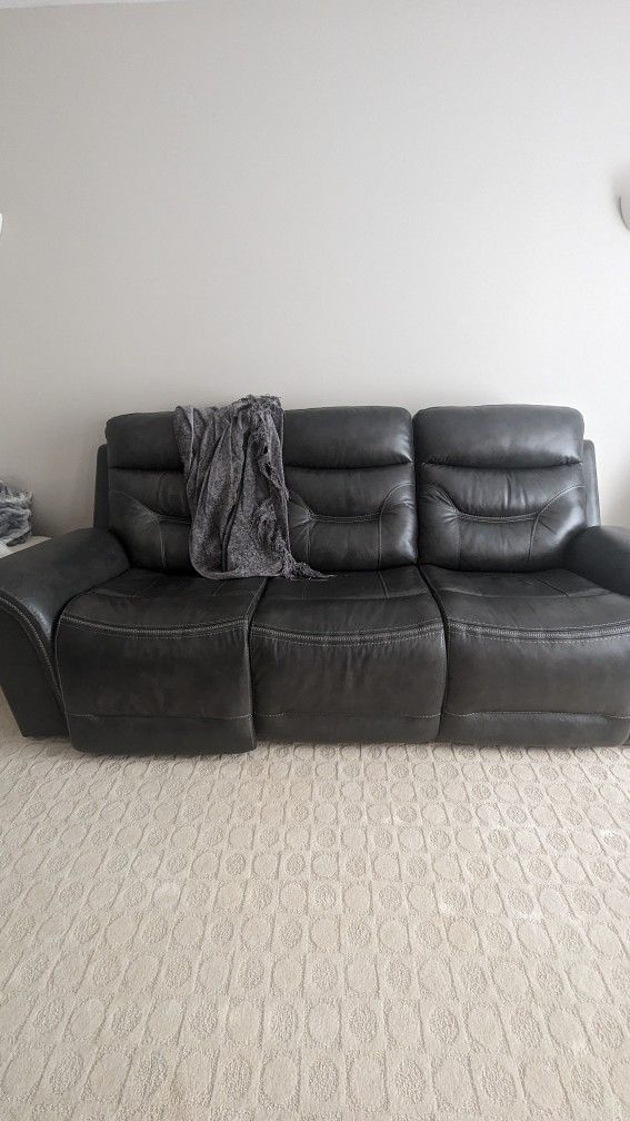 Leather Couch And 2 Automatic Soft Chairs