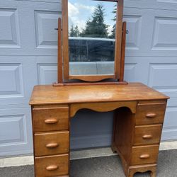 Solid Wood Vanity With Mirror