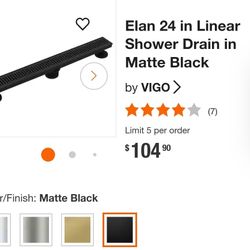 in. Stainless Steel Linear Shower Drain with Tile-In Pattern Surface, Matte Black