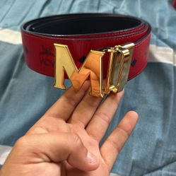 Red Mcm Belt New 