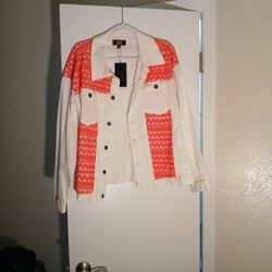 White Jacket With Pink Accent By L&B