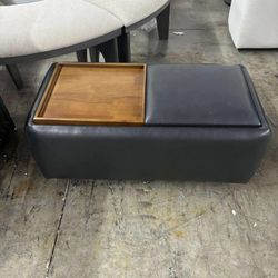 CHITA Storage Ottoman Bench Rectangle Footrest, Single in Black