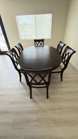 Dining table with six chairs