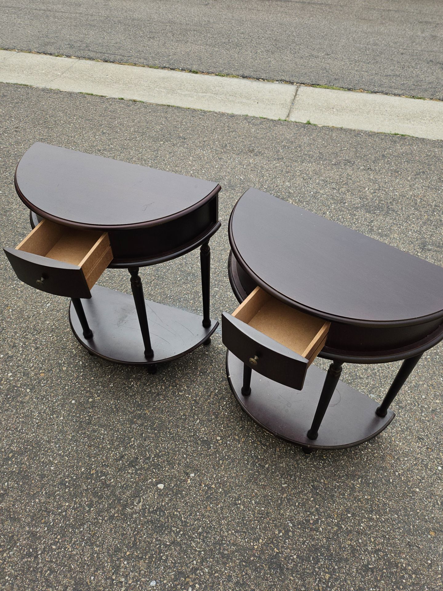 Matching Half Round Wood Tables