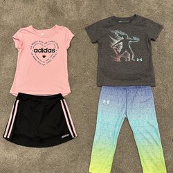 Girls Size 5 Under Armour and Adidas Clothing
