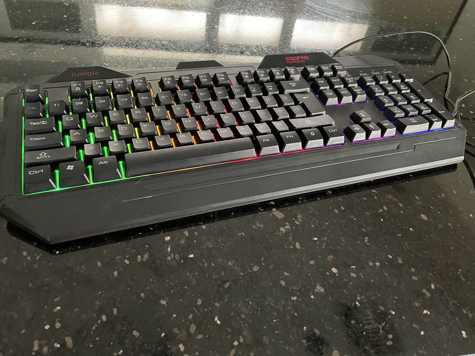 Keyboard Alpha Gaming Rumble LED-Lightly Used