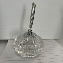 Waterford Crystal Paperweight & Pen Holder Signed On Bottom