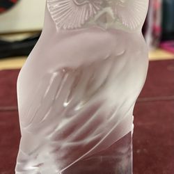 Lalique Crystal Owl “Hibou” Paperweight