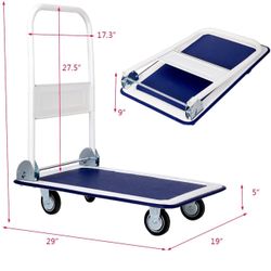 Giantex 10 Costway Platform Cart Dolly Folding Foldable Moving Warehouse Push Hand Truck, 330lbs Weight Capacity, Blue