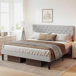 Dolonm Queen Bed Frame with Adjustable Border Headboard