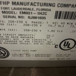 Heat Pump 2.5 Never Used Horital