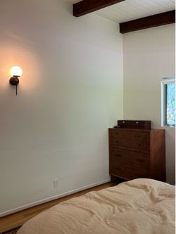 Walnut wood dresser with retractable desk