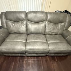 2 Leather Recliner Couches W/ Power Center