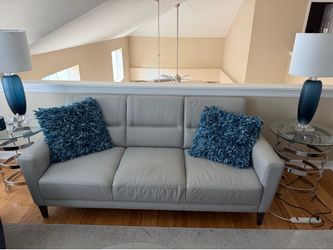 Leather sofa grey
