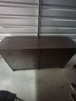 Dark Brown Wood Dresser with 6 Drawers
