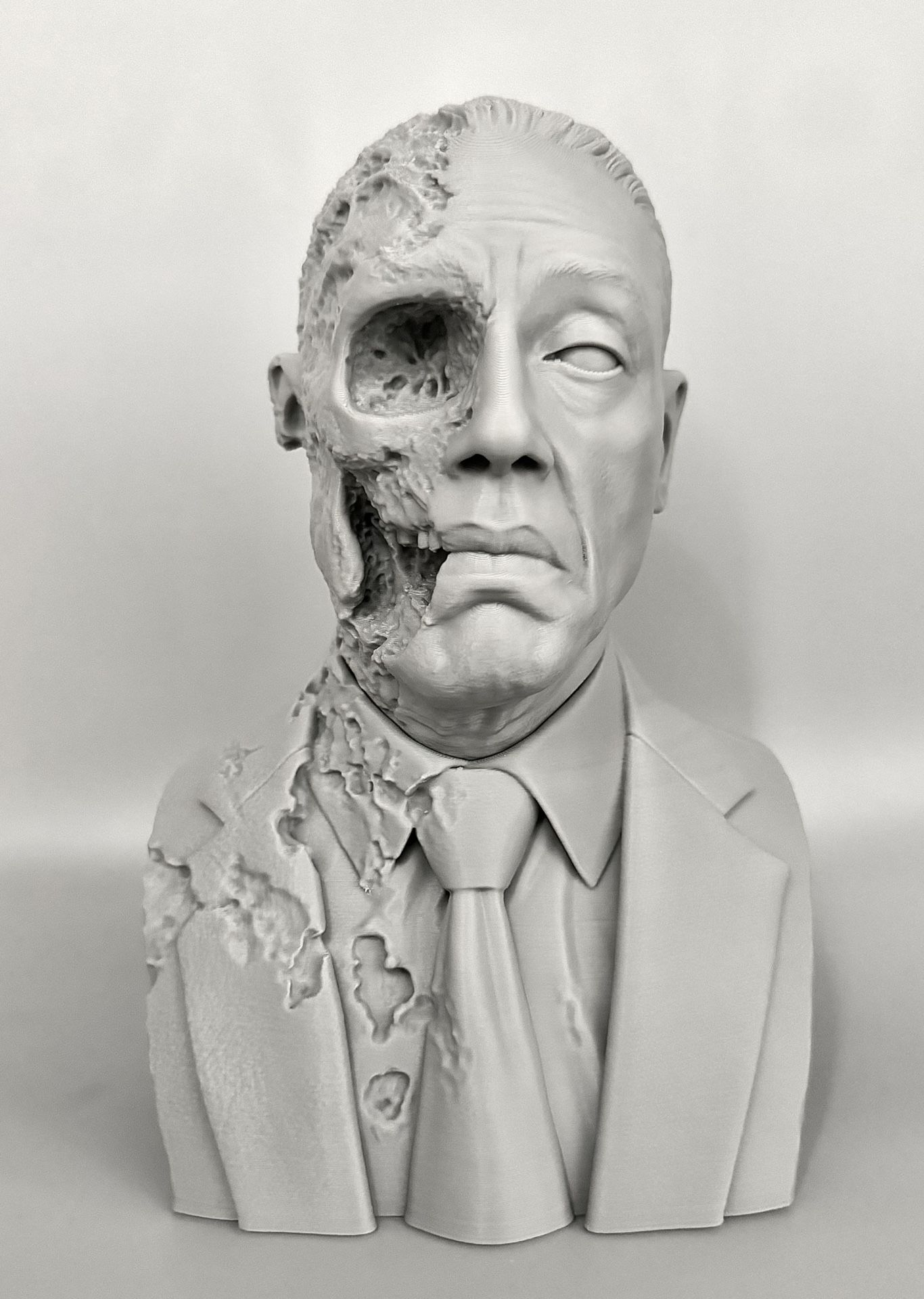 Breaking Bad Gus Fring Burnt Face 3D Printed Bust Statue 6.5” Gray