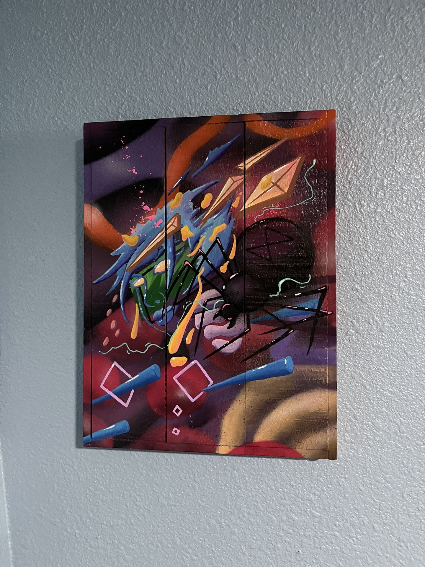 Hand Painted Art Piece On Wood Canvas