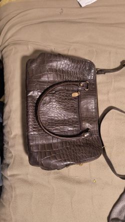 Brown Croc-Embossed Leather Handbag