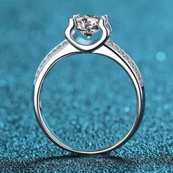 Sterling Silver Moissanite Square Dainty Solitaire Engagement Rings Size 7