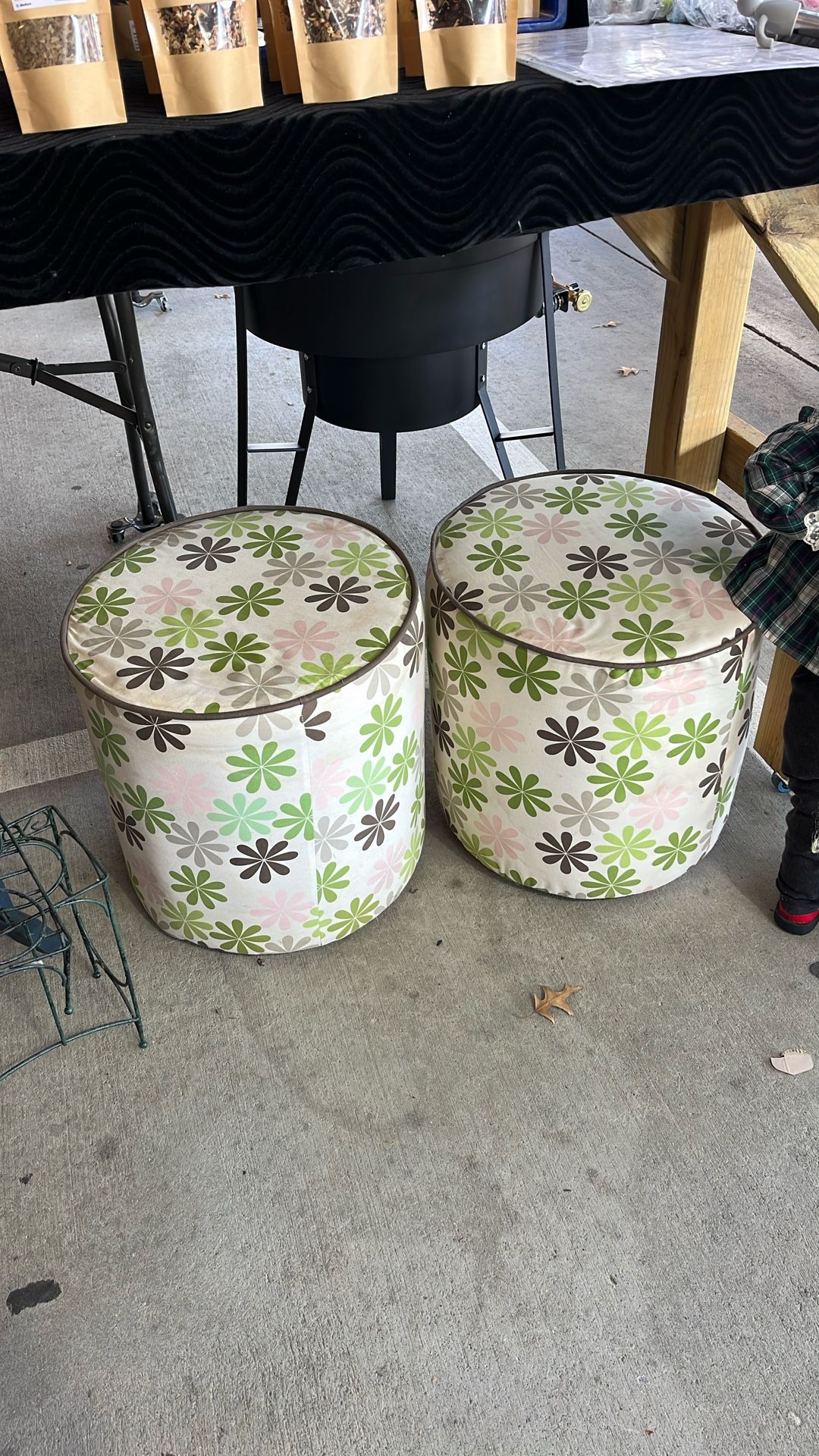 70s Vintage Stools On Wheels