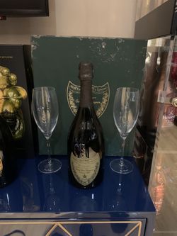 Dom Perignon 1992 Empty Bottle with 2 flutes