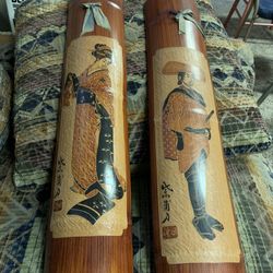 Etched Circa 1950’s  Bamboo Wall Hangings