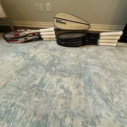8 Wilson Rackets & Tennis Lot! Great Condition!