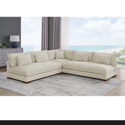 3 Piece Beige Corduroy Sectional