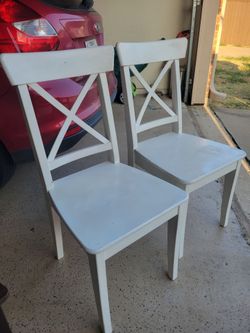 Pair Of IKEA Ingolf White Dining Chairs