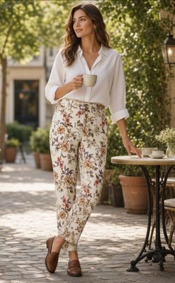 Gloria Vanderbilt Amanda Women's Size 10 Floral Pattern Print Capris Crop Jeans. These are white women's cropped capri jeans featuring an all-over mul