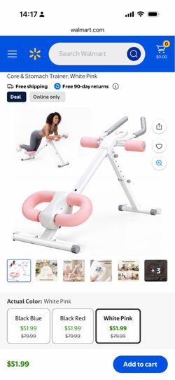 SHOUFTW Adjustable Ab Machine for Home Gym, Foldable Ab Workout Equipment with Knee Protection & LCD Monitor,white pink