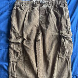 Boys Brown Corduroy Cargo Pants 