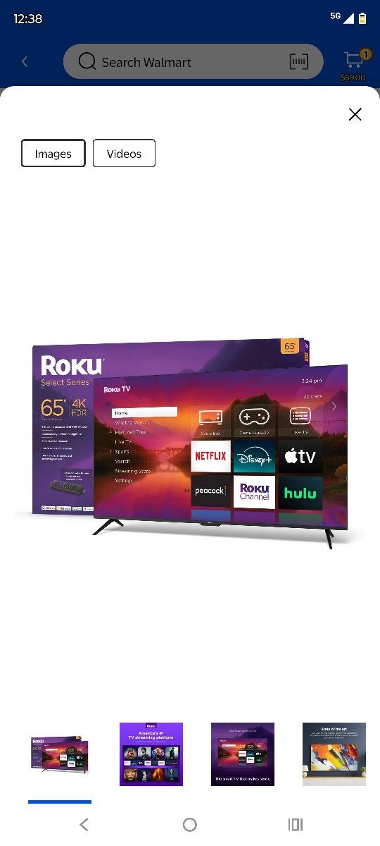 65 Inch TCL Roku Smart Tv