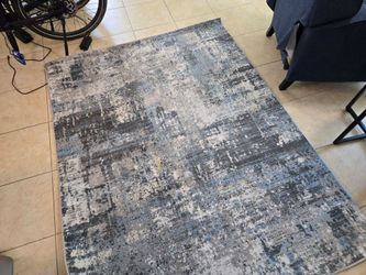 5x7 blue grey tan rug