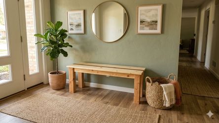 Rustic Solid Wood Entryway & Dining Bench