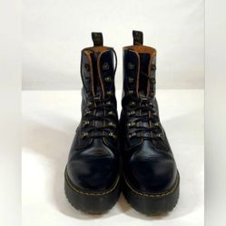 Dr. Martens Leona Chunky Black Leather Platform Men 6 Or Women 7 Unisex
