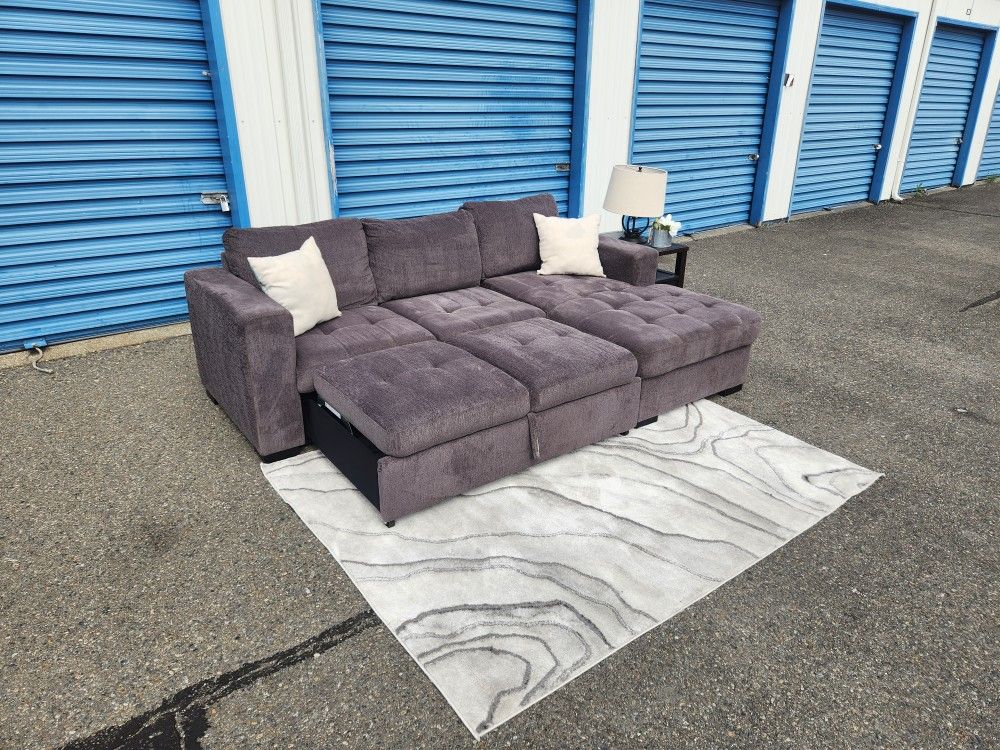 Sleeper Sofa Couch + Chaise + Storage FREE DELIVERY