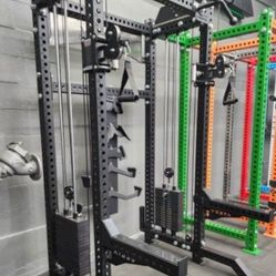 #*ULTIMATE POWER RACK FUNCTIONAL TRAINER WITH DUAL SIDE PULLEYS, 400 LBS STACK WEIGHTS, MULTI GRIP PULL UP BAR ( BRAND NEW IN THE BOX)