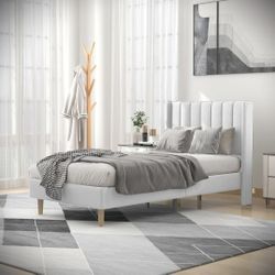 Upholstered Platform Twin Size Bed Frame w/ Headboard  (NEW)