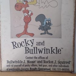 Rocky & Bullwinkle Vintage Metal Collectible Sign

