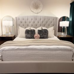 Taupe King Headboard And Bed Frame