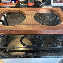Double Dog Bowl Holder 8 3/4” Tall 