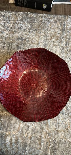 Large Red Decorative Glass Bowl