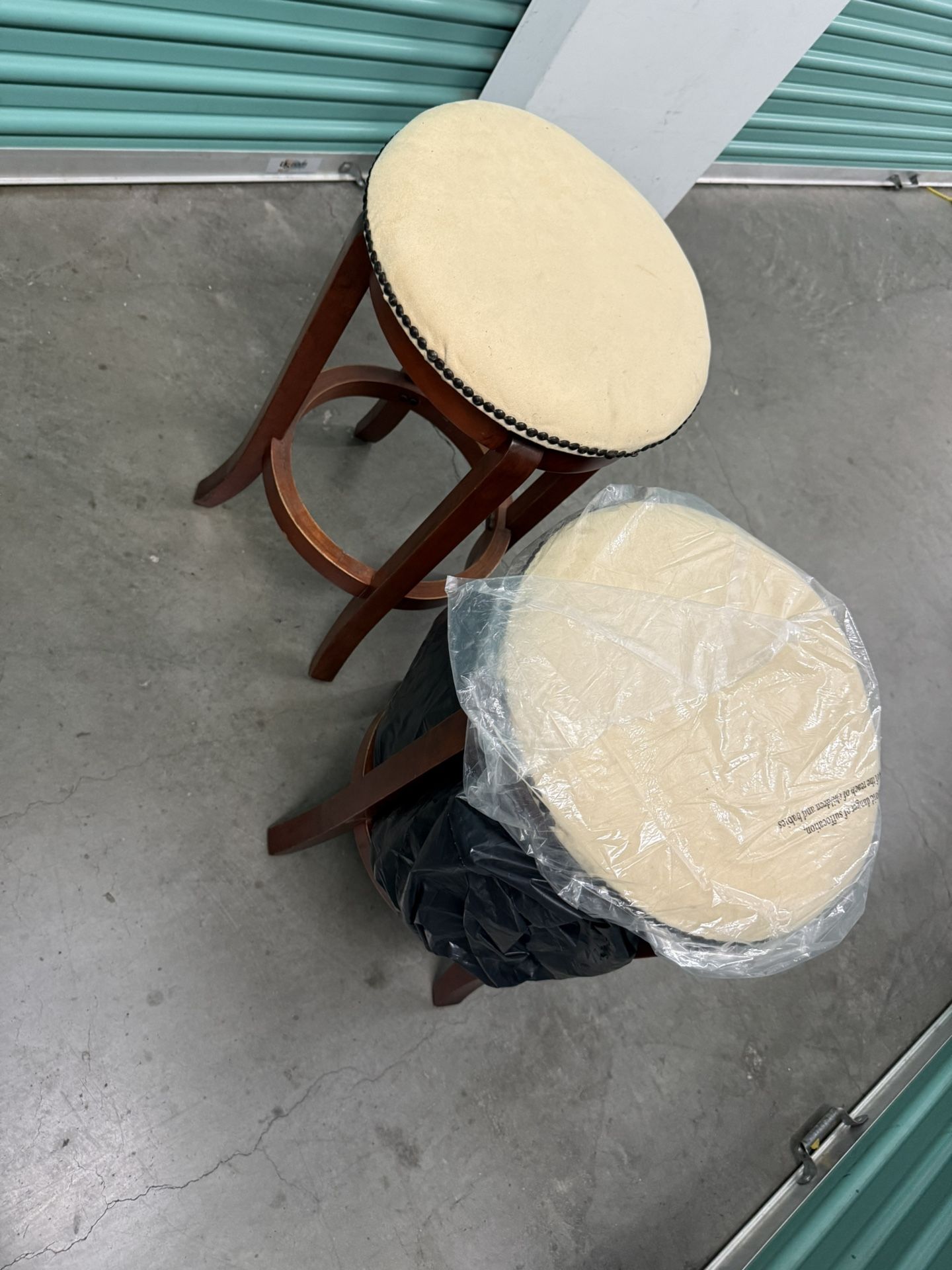 Wooden Soft Yellow Suede Barstools 3ft