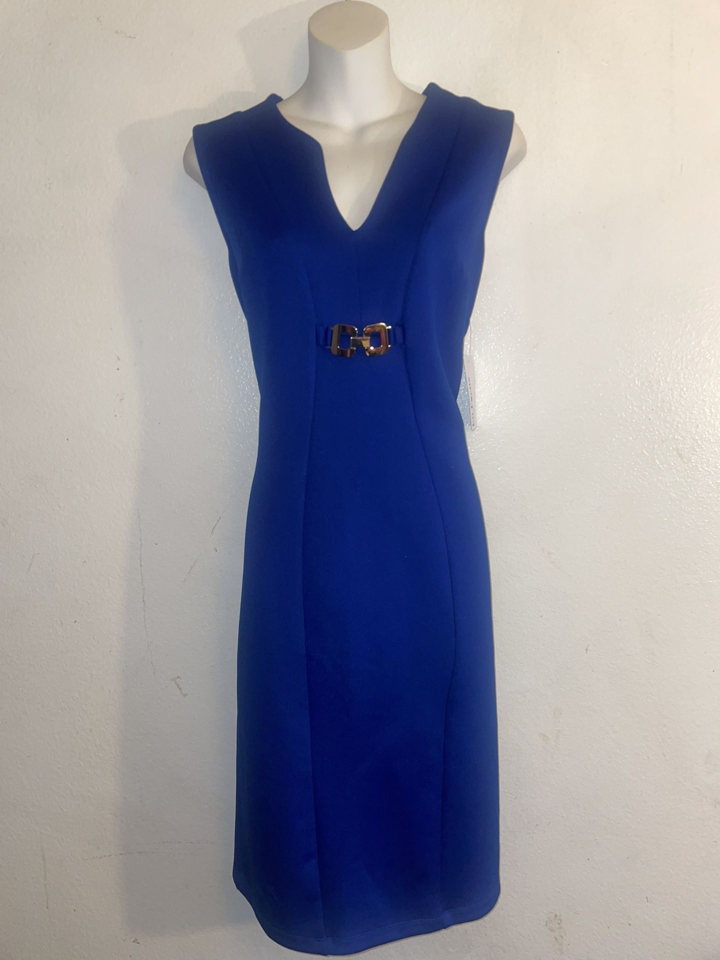 NWT En Focus Studio Blue Sleeveless Dress Sz 14