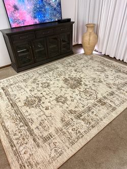 Vintage Tufted Distressed Area Rug Tan 7X 10
