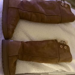 UGG Over The Knee Bailey Button Tan boots Size 9